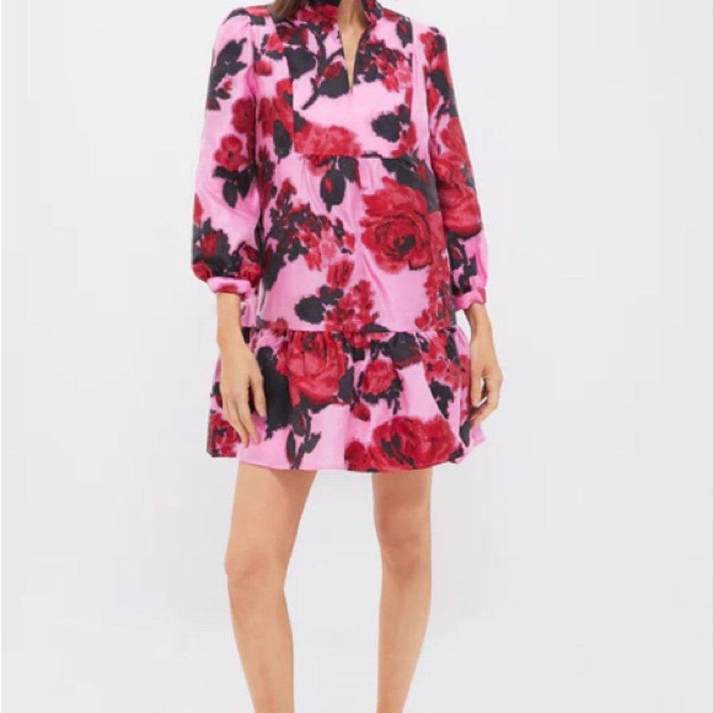 Tuckernuck Pink Cerise Blossom and Red Floral Long Sleeve Dress - Picture 5 of 5